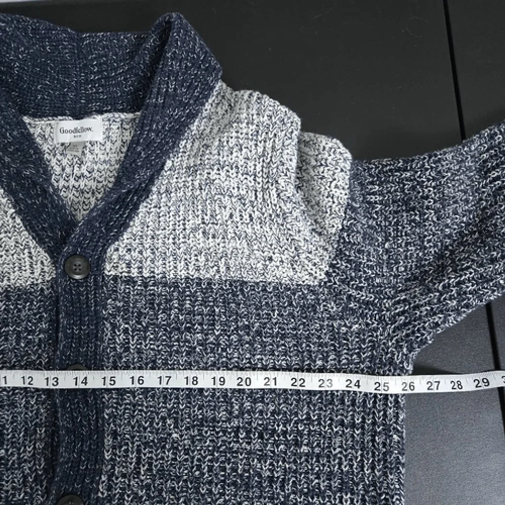 Goodfellow Mens Shawl Button Up Cardigan XL Navy Chunky Knit Preppy Academia